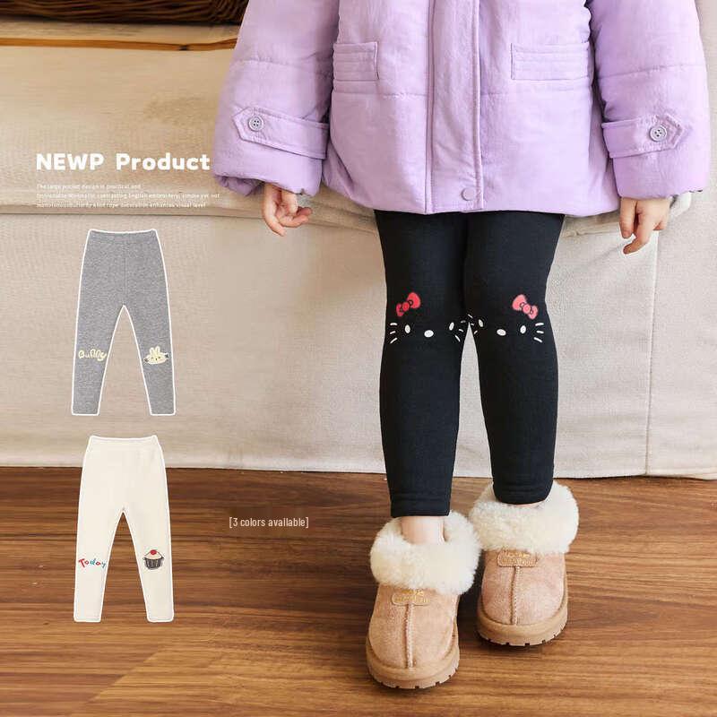 LUSON Little O Baby Girls Plush Lined Knit Leggings 100