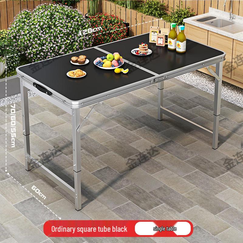 Portable Aluminum Folding Table for Outdoor Dining and Market Stalls - Adjustable and Compact