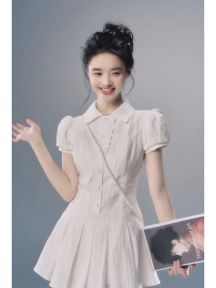 2024 Neues Puppenkragenkleid: Altersreduzierender A-Linien-Rock mit kurz- oder langärmligem Hemd