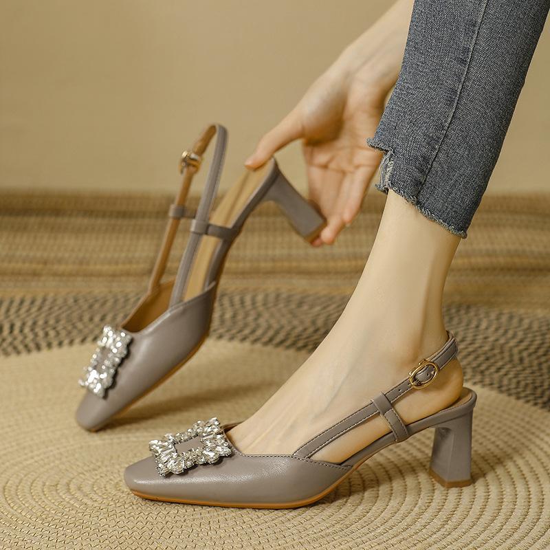 

Туфли-лодочки с квадратным носком, на среднем каблуке, новая летняя коллекция 2025, со стразами, с ремешком на одной пряжке, на толстом каблуке, с сумкой, с открытым носком, босоножки на высоком каблуке 40 абрикосовый