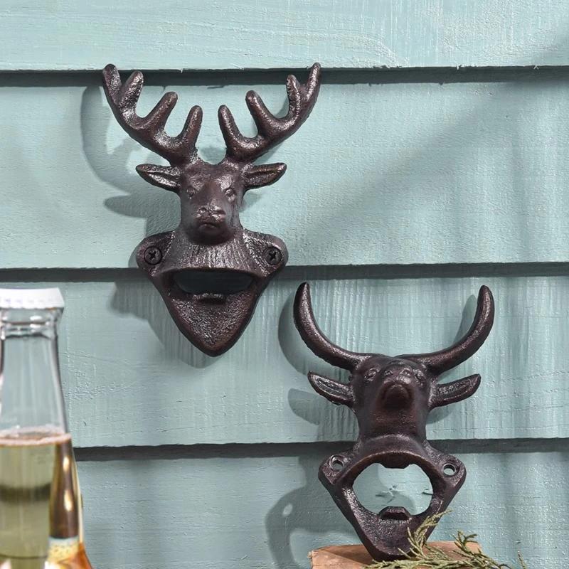 Wall Mounted Bottle Opener Retro Metal Iron Art Wall Decoration Living Room Bar Restaurant Holiday Party Bottle Opener