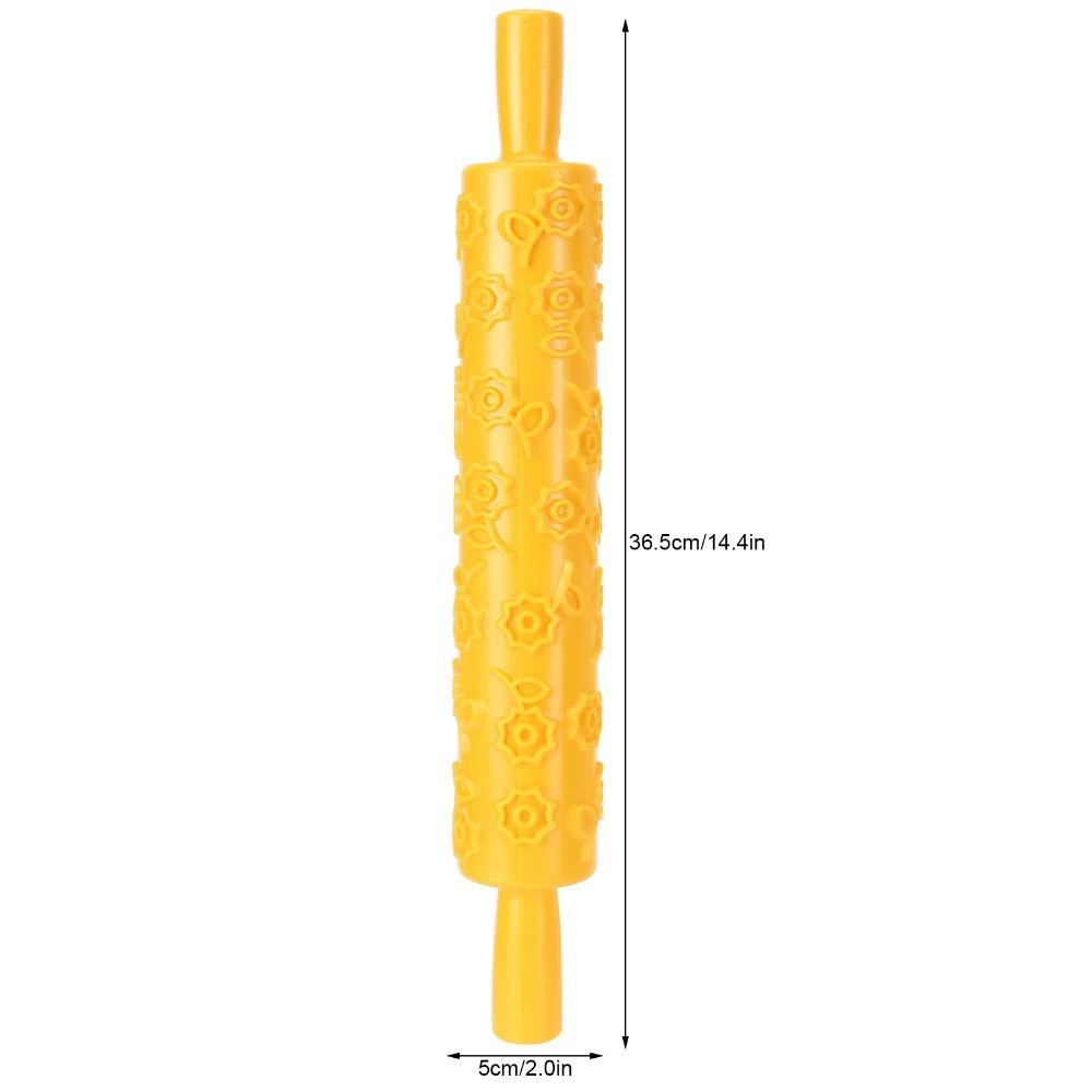 Non-Stick Cake Rolling Pin PP Plastic Dough Roller Durable Embossing Rolling Pin  Clay Craft Sunflower