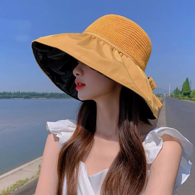 Sunscreen Hat Summer Female Sunshade UV Protection Empty Top Vinyl Shell Hat Large Brim Sunshade Face Outdoor Cycling Hat