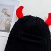 Devil Horn Face Cover Hat Knitted Balaclava Caps for Adult Teens Winter Warm Hat Adult Halloween Cosplay Costume Headwear