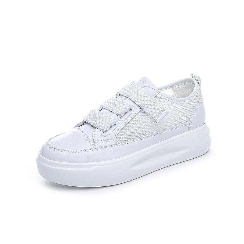 

Маленькие белые туфли на липучке с круглым носком, дышащая сетка, повседневная женская обувь 40 белый