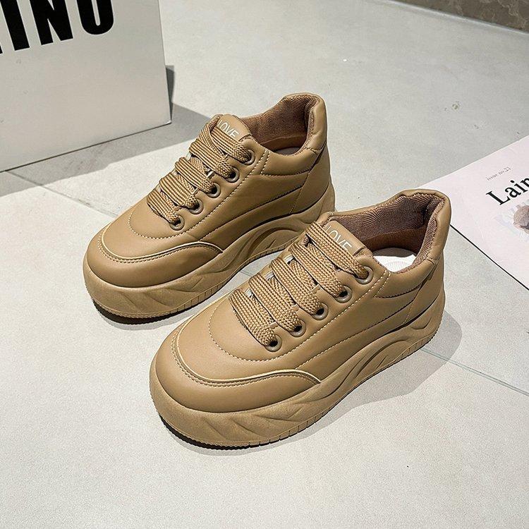 2025 Spring New Muffin Little White Shoes Versatile and High Sports Leisure Bread Thick Sole Niche Design Women's Shoes