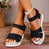 Fashion New Fashion Women's Sandals Peep Toe Wedges Heels Sandals Summer Shoes Woman Low Platform Sandals Non-slip Hemp Heeled Shoes