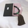 Nakago Founded in 1888 Kyoto prayer beads Ebony 22 beads Aventurine style Pure silk head tassel Comes with prayer beads bag men who can use all (For