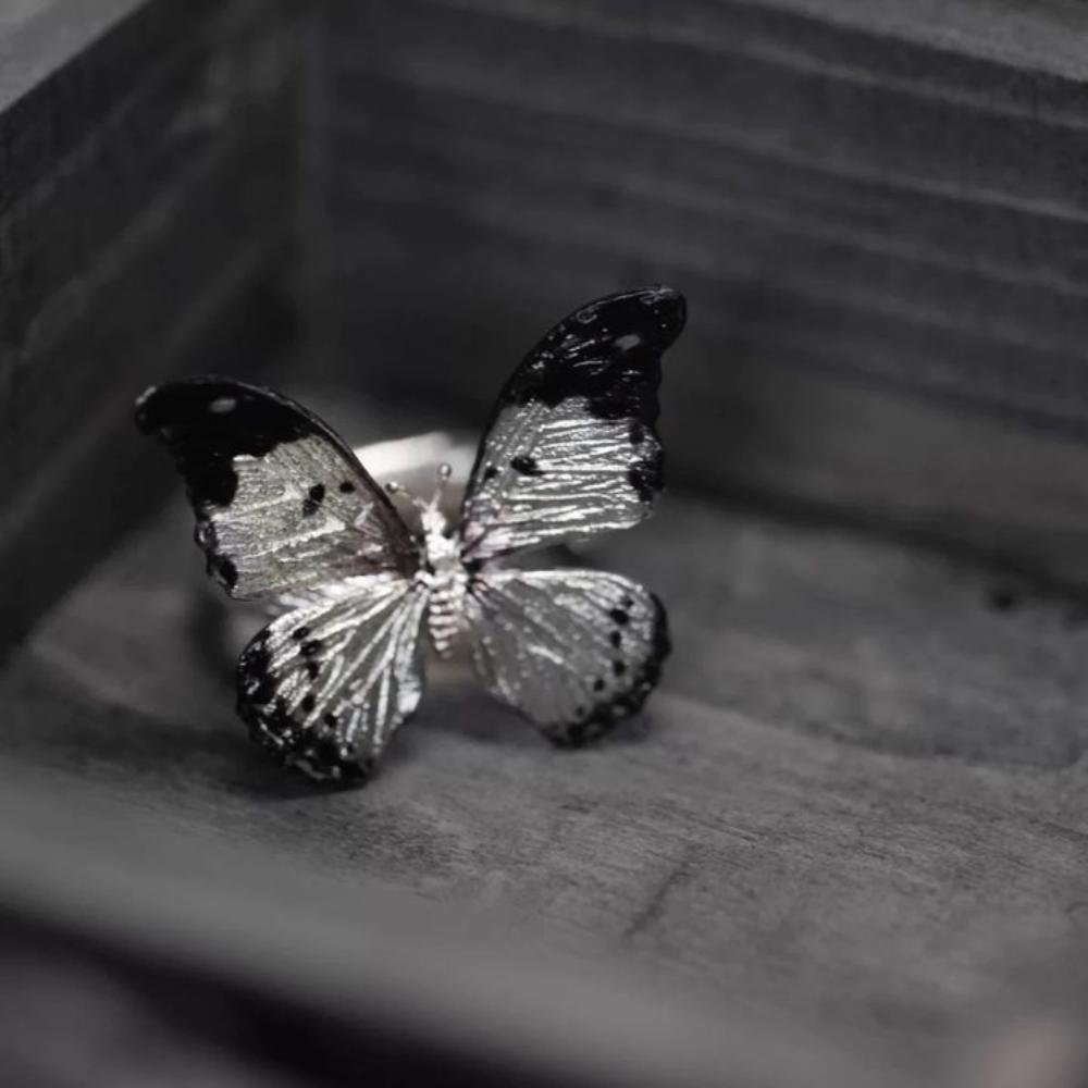 Vintage Dreamlike Butterfly Ring Shiny Opening Ring Stackable Realistic Butterfly Ring  Women Men