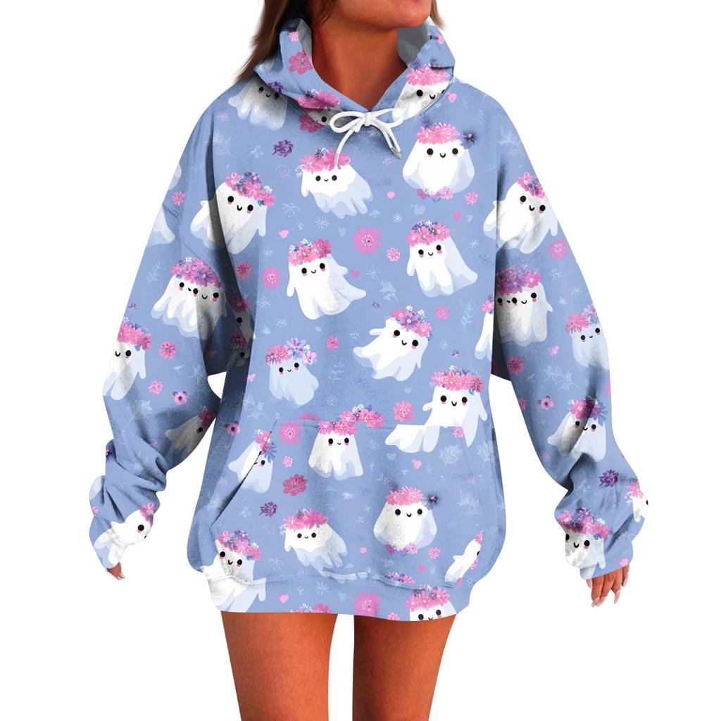 Women's Fashion Casual Halloween Print Long Sleeve Hoodie