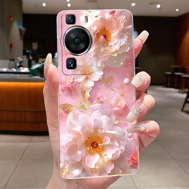 Für Huawei P60 Pro 2023 p60pro Hülle Cover Luxus Mode Schmetterling Blumen Transparent Weiches TPU Fundas Für Huawei P 60 P60 Pro Hülle