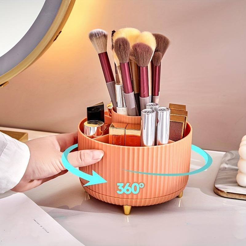 1pc Advanced rotating cosmetic storage box for easy access - durable plastic brush and skincare organizer