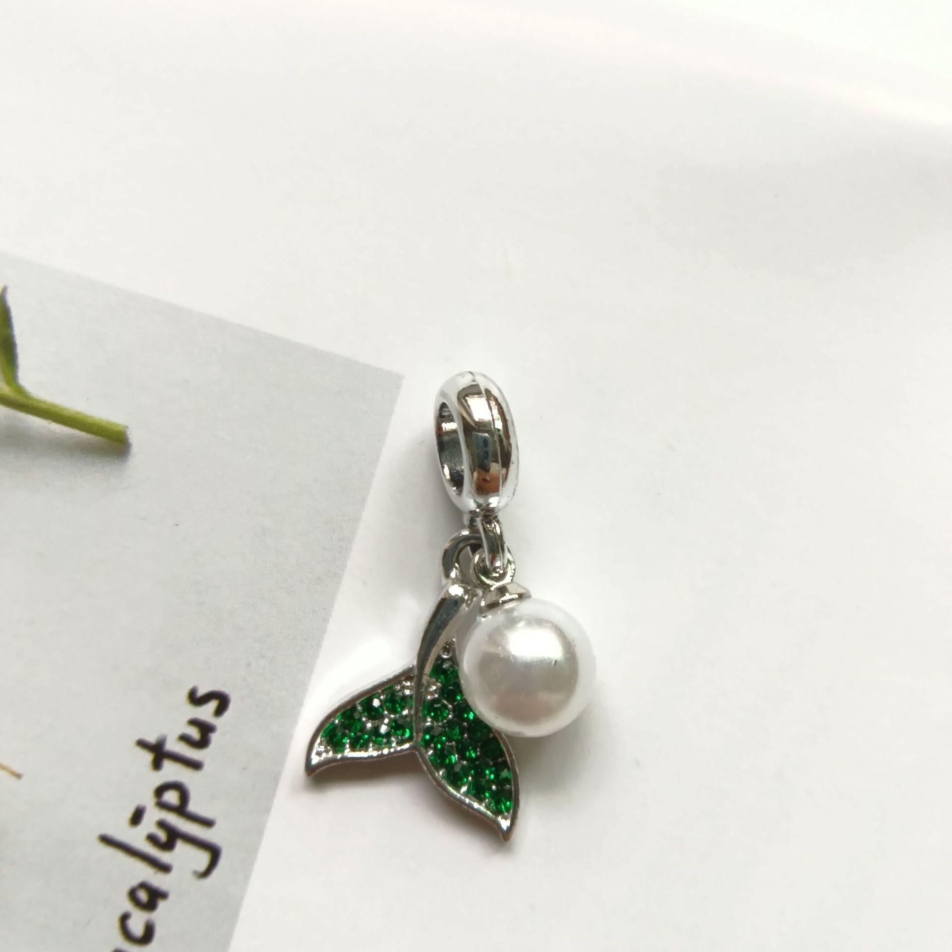 Summer Green Rhinestone Clover & Dreamcatcher Pendant Charm