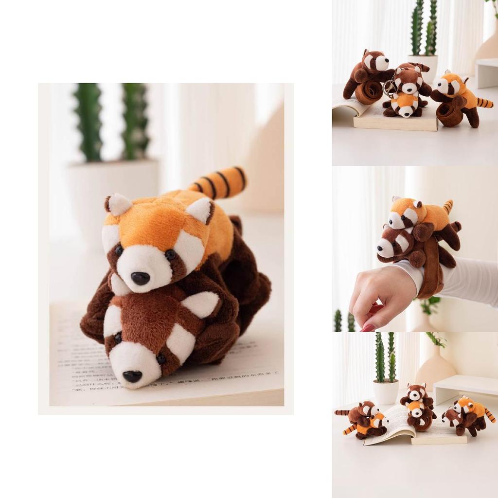 Adorable Panda Plush Wrist Rattle Toy Cute Raccoon Keychain Refrigerator Magnet