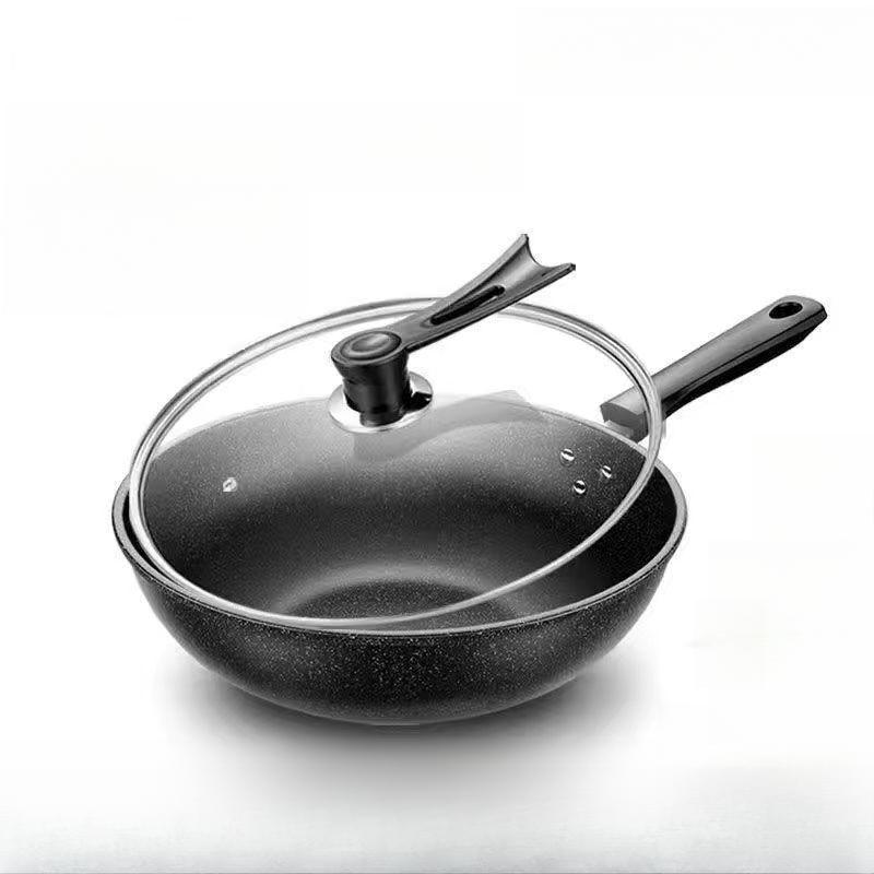 

Сковорода Maifanshi с антипригарным покрытием, сковорода для жарки, бытовая многофункциональная индукционная плита, сковорода для жарки, сковорода с плоским дном, газовая универсальная газовая посуда 34cm чёрный