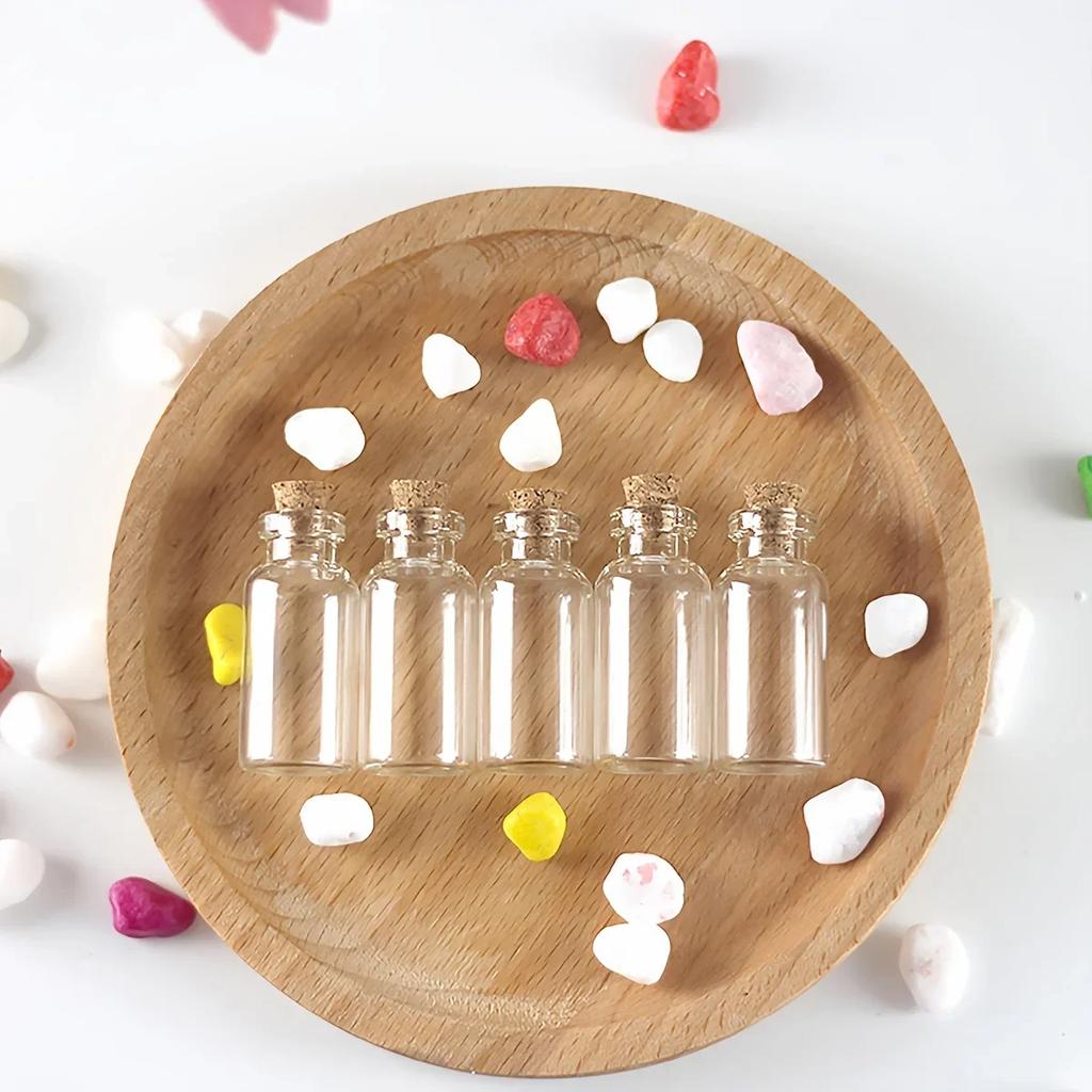 10PCS Small Glass Bottles with Cork Stoppers DIY Decoration Mini Glass Vials Cork Message Glass Vial Wishing Bottles