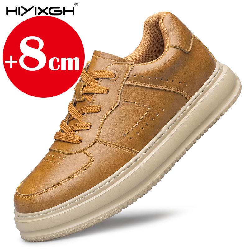 

Мужские кроссовки из натуральной кожи, мужская обувь, кроссовки 6/8 см, дышащая толстая подошва, обувь на платформе, мужская повседневная обувь 37