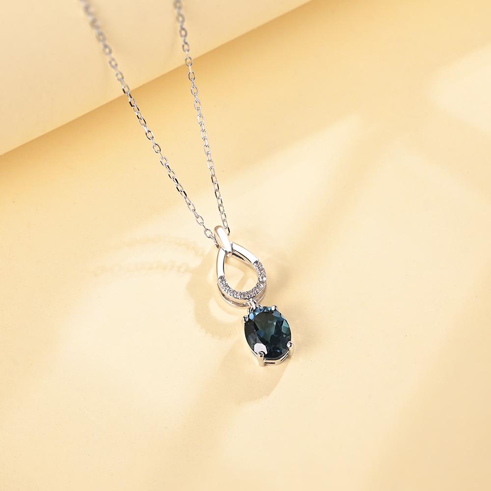 925 sterling silver Natural London blue topaz gemstone Earring Ring pendant necklace fine jewelry for women Anniversary and Engagement Gift