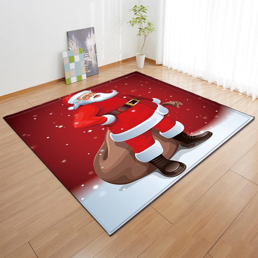 Merry Christmas Living Room Carpet Xmas Santa Claus Stocking Area Rug Festival Home Decor Bedroom Rug Xmas Gift Kids Play Mat