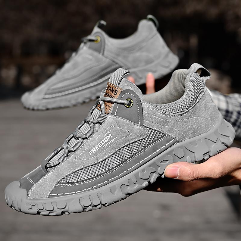 Four Seasons Men's Pigskin Mesh Breathable Retro Casual Shoes Large Size Casual Shoes Lightweight Ankle Boots