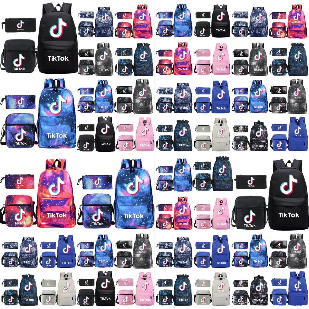Tok 3pcsset Tik Blue Galaxy Backpack Schoolbag Shoulderbag Pencilbag Women Kids