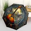 Music Folk Culture pattern umbrella, portable and foldable design, 8 ribs, a casual accessory for Halloween, Christmas, and birthday gifts.