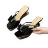 Fashion 2025 Fashion Open Toe Women's Slippers Summer Outdoor Butterfly-knot New Crystal Dress Plus Size Best Seller Heels Womenzapatos