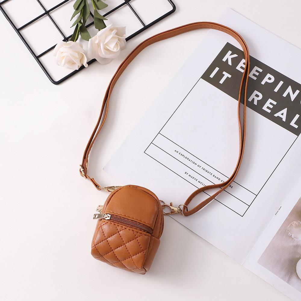 Long Strap Earphone Mini Storage Bag Backpack Shape PU Small Wallet PU Mini Coin Purse  Girl