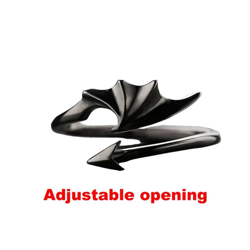Elegant Gothic Wing Couple Rings Open Band Design Comfortable Wear Alloy Materials Unisex Matching Lovers Accessory
