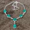 Green Jade Gemstone Handmade 925 Sterling Silver Jewelry Necklace 18" KKG-401
