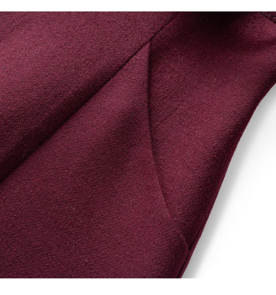 Elegant Woolen Skirted Dress with Waist-Cinch for Autumn/Winter