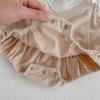 Spring 2024 Baby Girl Doll Collar Shirt & Lace Overalls 2-Piece Set