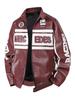Men's PU Leather Racing Jacket with Fleece Lining - Embroidered Patchwork Trendy Outerwear