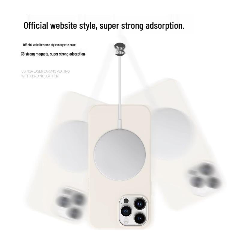 Kryt z tekutého silikonu pro iPhone 17 Pro Max s velkým otvorem a neviditelným magnetickým nabíjením - Kompatibilní s Apple 16, Odolný proti pádu, Nový.