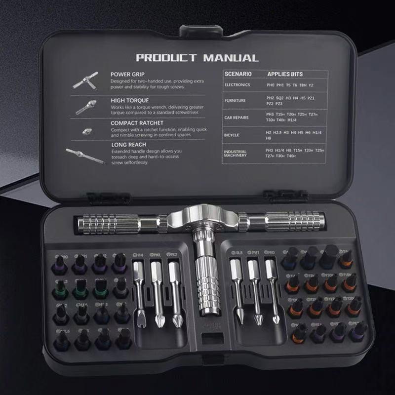 42-in-1 Multifunctional Ratchet Screwdriver Set with S2 Steel High Hardness and Magnetic Tips