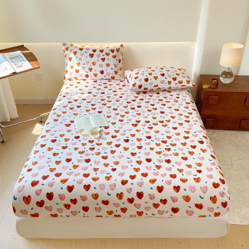 Type A Floral Printed Fitted Sheet Cotton Mattress Protector (No Pillowcase)