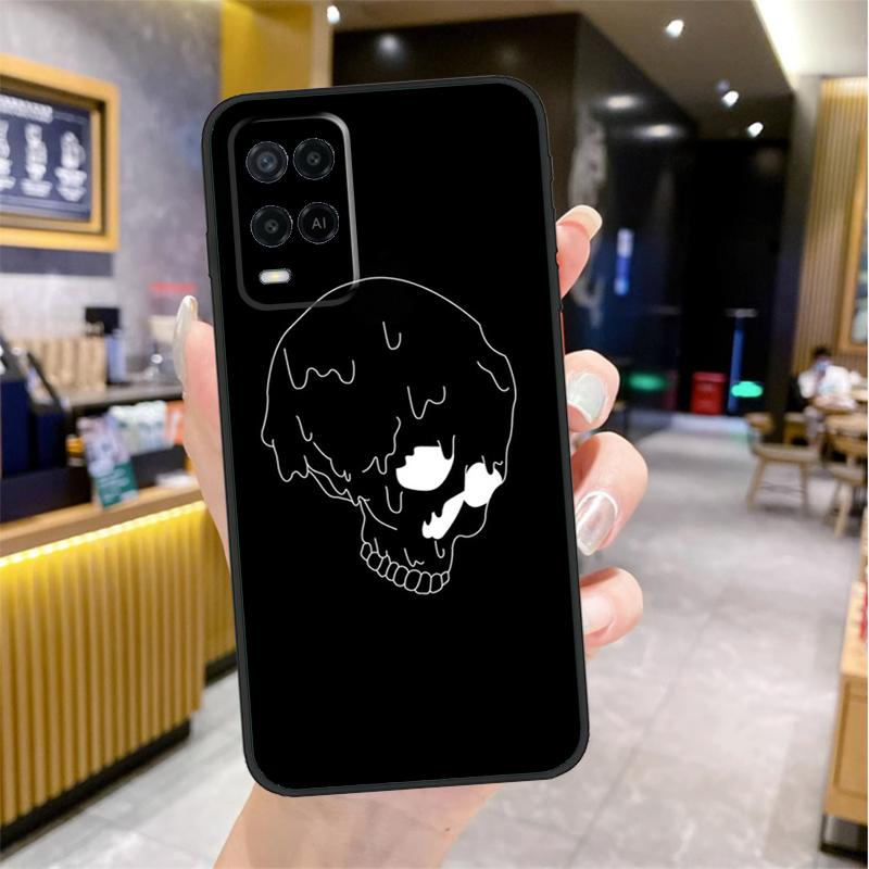 Black Aesthetic Skeleton Digital Case For Oppo A98 A18 A38 A58 A78 A60 A80 A40 A96 A76 A16 A94 A74 A54 A15 A17 A57 A77 A5 Pro