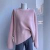 Pink thickened crew neck pullover sweater women's autumn and winter new raccoon velvet soft waxy loose outer wear knitted sweater