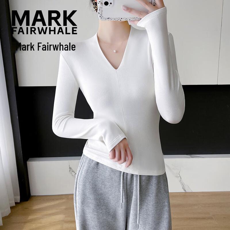 Mark Fairwhale Women's V-Neck Long Sleeve Slim Fit T-Shirt