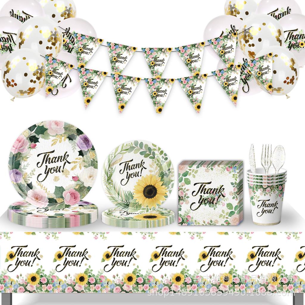 Eucalyptus Leaf Party Supplies Themed Birthday Party Holiday Cutlery Flag Paper Tissue Paper Cup Tablecloth Banner Cutlery