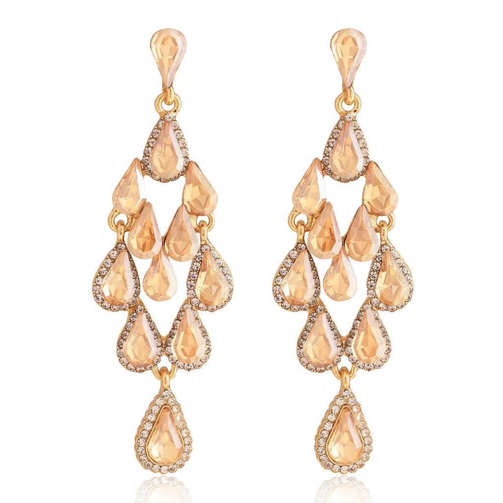 Alloy Diamond Shape Drop Water Drop Earrings For Women Spring Fashion Jewelry