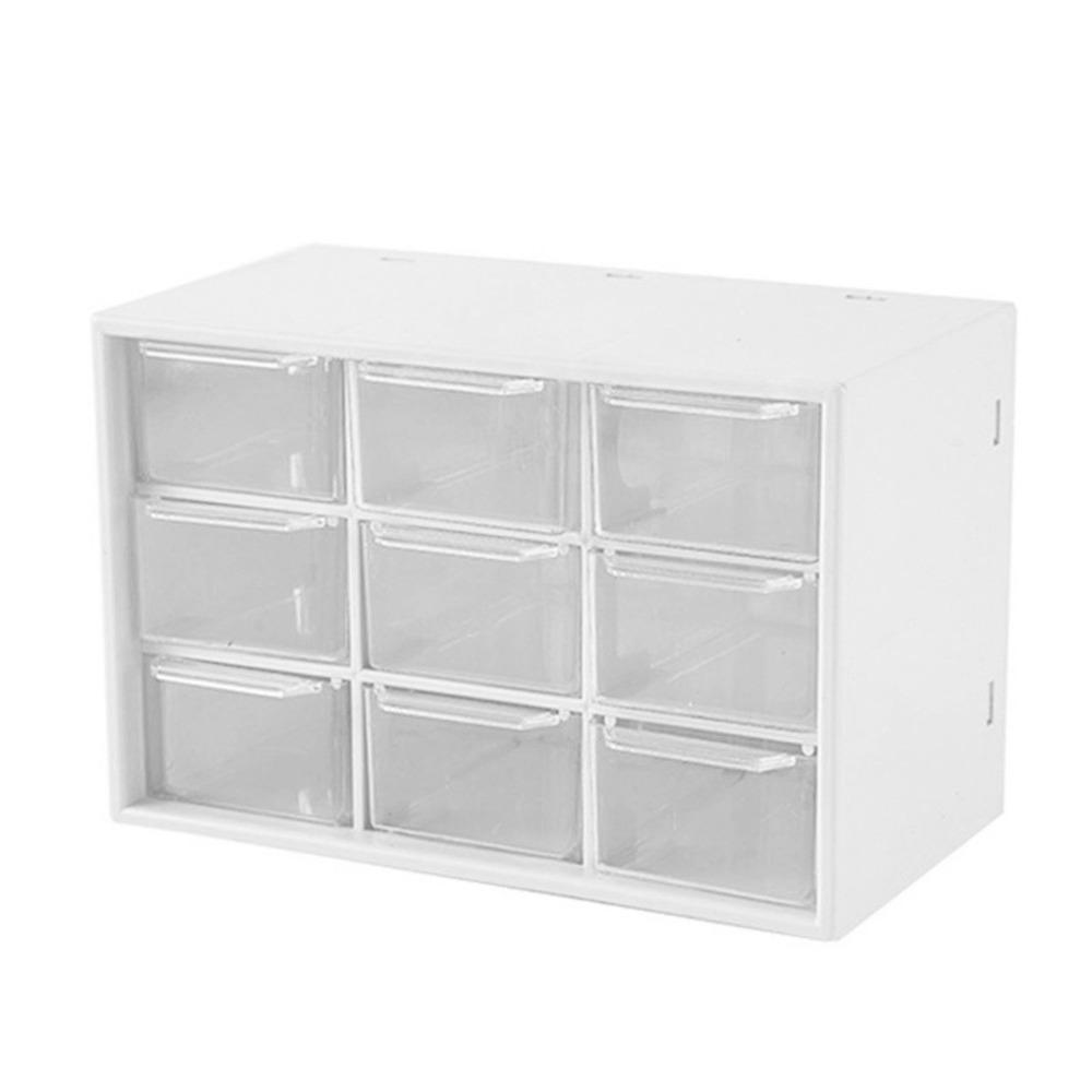 

Office Supplies Nine Square Grid Desktop Organizers White Plastic Desk Organization Box Dustproof Storage Case Office Use