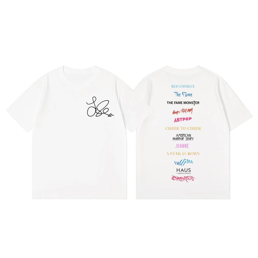 Zangeres Lady Gaga Album Merchandise T-shirt Mannen Vrouwen Kleding Mode Rock Korte Mouw T-shirts Zomer Casual Los Katoenen T-shirts