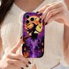 Wavy Edge Phone Case For iPhone 16 15 14 Pro Max 13 12 11 Mini XR XS SE Halloween Flying Witch Castle