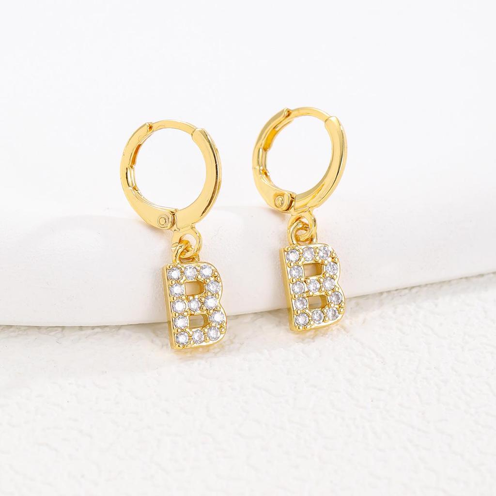 Personalized Round Ear Cuff Earrings: 26 Letters Rhinestone Inlaid, Gold & Silver for Women
