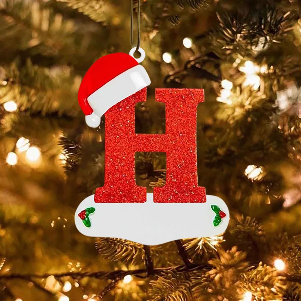 Christmas Tree Decorations 26 English Letters Ornaments DIY Xmas Tree Hanging Decor Single Letter With Christmas Hat
