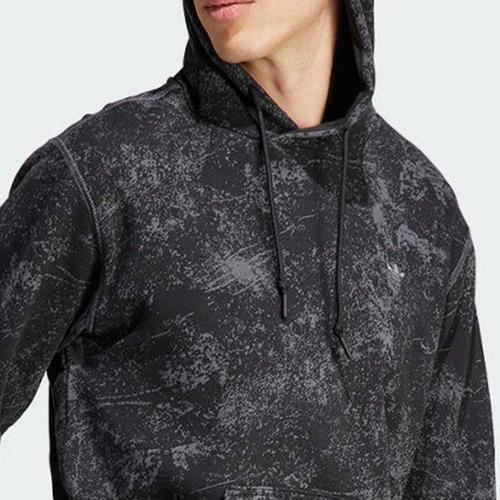 Adidas Originals Tie-Dye Hooded Drawstring Long-Sleeve Sweatshirt for Men, Black