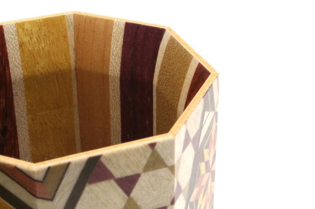 Small parquet octagonal pen holder