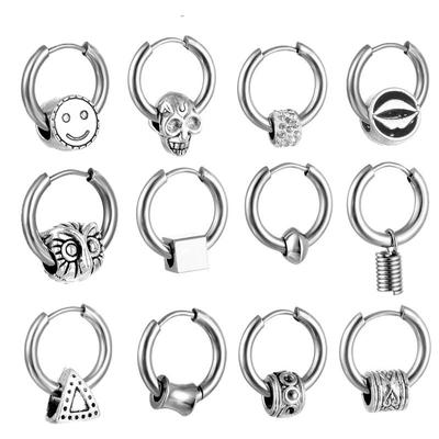 Punk Kristall Creolen Kreis Geometrische Edelstahl Ohrring Geschenk Für Freunde Frauen Männer Vintage Rock Schädel Schmuck