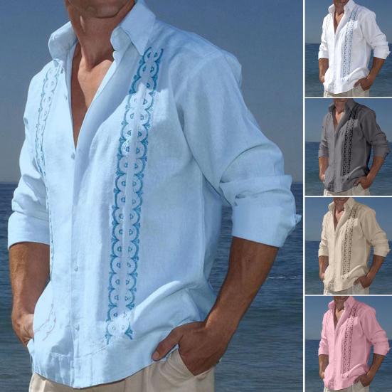 

Мужская весенняя осенняя рубашка с отложным воротником с длинным рукавом с однобортным принтом свободный винтажный кардиган мягкий повседневный дышащий мужской топ